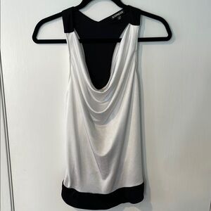 Express Asymmetrical Black and White Cut Out Tank Top